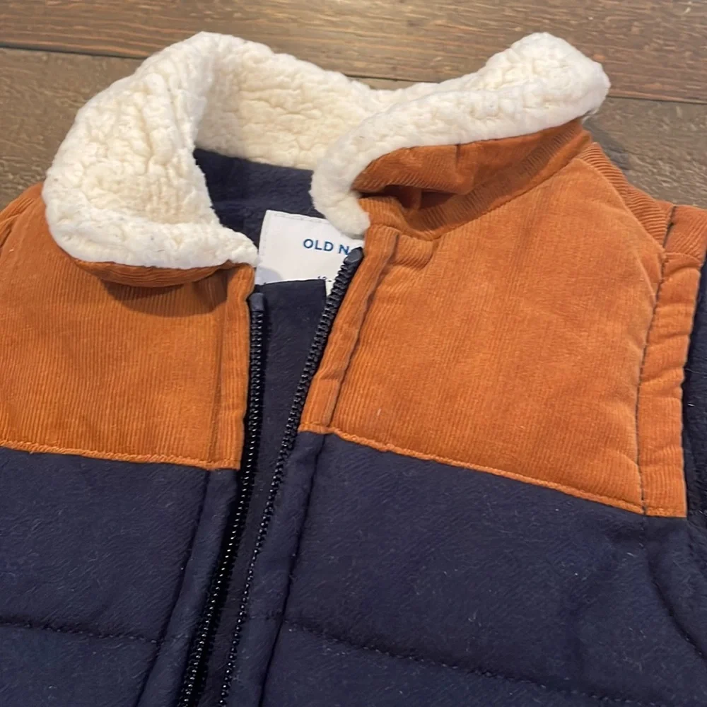 Old Navy Navy Blue and Brown Vest 18-24 Months